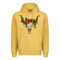Antique Gold bull skull with roses Premium Hoodie - Artiststas