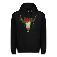 Black bull skull with roses Premium Hoodie - Artiststas