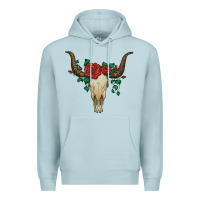 Blue Mist bull skull with roses Premium Hoodie - Artiststas