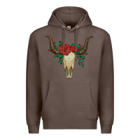 Coffee bull skull with roses Premium Hoodie - Artiststas