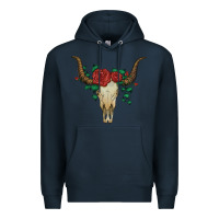 Navy bull skull with roses Premium Hoodie - Artiststas