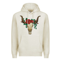 Oatmeal Heather bull skull with roses Premium Hoodie - Artiststas