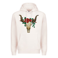 Pale Pink bull skull with roses Premium Hoodie - Artiststas