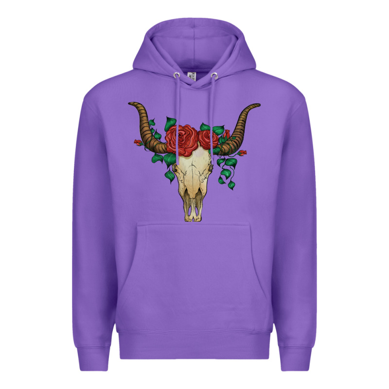 Bull Skull With Roses Premium Hoodie by Artiststas | Teevron