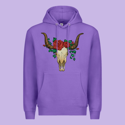 Bull Skull With Roses Premium Hoodie Designed By Artiststas