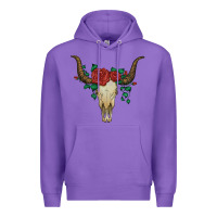 Purple bull skull with roses Premium Hoodie - Artiststas