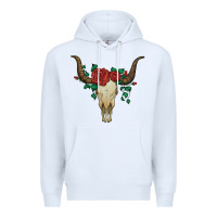 White bull skull with roses Premium Hoodie - Artiststas