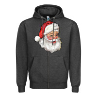 Charcoal Heather Santa Claus Zipper Hoodie - RanaPortraitStore