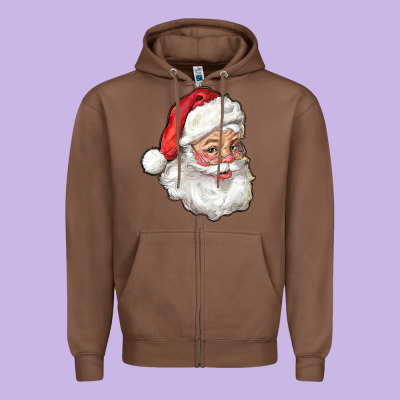 Santa Claus Zipper Hoodie Designed By Ranaportraitstore