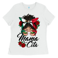 White mexican mamacita messy bun Ladies Tee - BundleAndBundleShop
