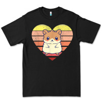 Black cute hamster design retro heart shape vintage t shirt Premium Tee - linhVisuals