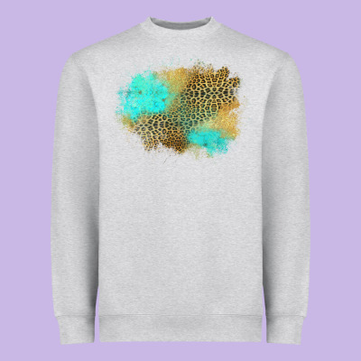 Turquoise Leopard Patch Heavyweight Sweatshirt Designed By Jasminsmagicworld