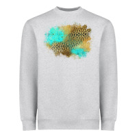 Heather Grey turquoise leopard patch Heavyweight Sweatshirt - Jasminsmagicworld