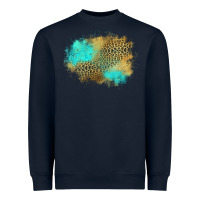 Navy turquoise leopard patch Heavyweight Sweatshirt - Jasminsmagicworld