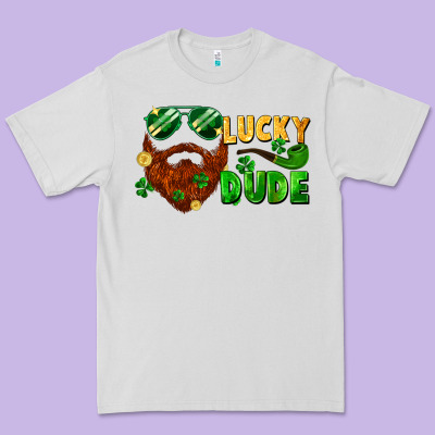 Lucky Dude Saint Patricks Bearded Man Premium Tee Designed By Fadigitalartstudio