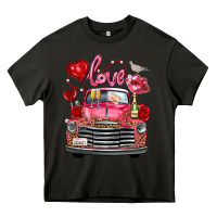 Asphalt Western Valentines Day Truck Love Bird Letter Heavy Core Tee - FaDigitalArtStudio