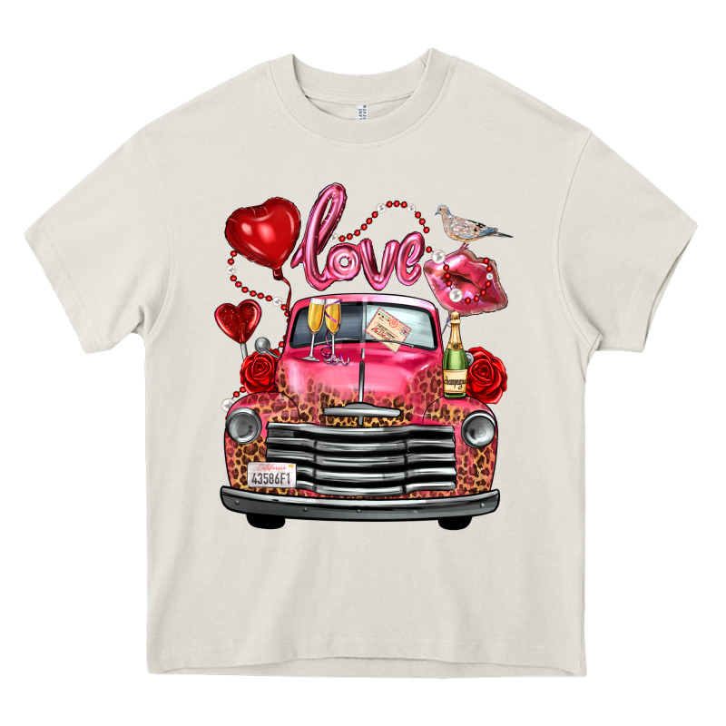 Western Valentines Day Truck Love Bird Letter Heavy Core Tee by FaDigitalArtStudio | Teevron