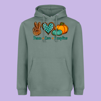 Peace Love Pumpkins Heavyweight Hoodie Designed By Jasminsmagicworld