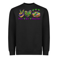 Black peace love mardi gras king cake Heavyweight Sweatshirt - RanaPortraitStore