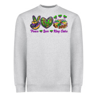 Heather Grey peace love mardi gras king cake Heavyweight Sweatshirt - RanaPortraitStore