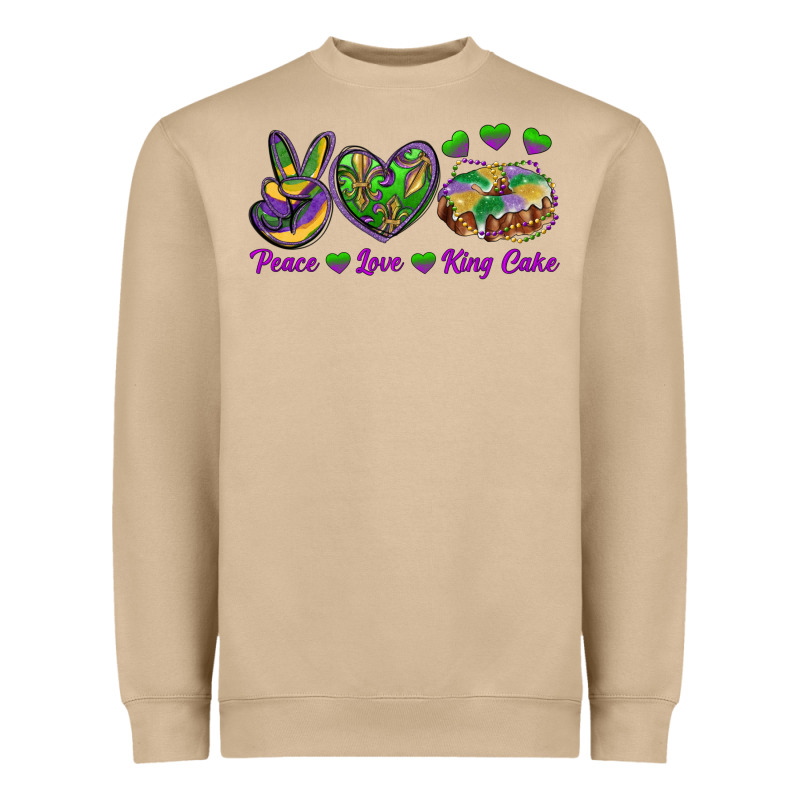 Peace Love Mardi Gras King Cake Heavyweight Sweatshirt by RanaPortraitStore | Teevron