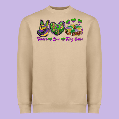 Peace Love Mardi Gras King Cake Heavyweight Sweatshirt Designed By Ranaportraitstore