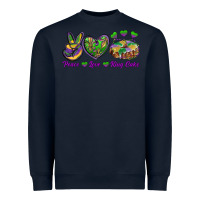 Navy peace love mardi gras king cake Heavyweight Sweatshirt - RanaPortraitStore
