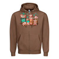 Chestnut cute pigs coffee Zipper Hoodie - Jasminsmagicworld