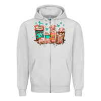 Dove Grey cute pigs coffee Zipper Hoodie - Jasminsmagicworld