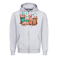 Heather Grey cute pigs coffee Zipper Hoodie - Jasminsmagicworld