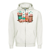 Oatmeal Heather cute pigs coffee Zipper Hoodie - Jasminsmagicworld