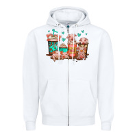 White cute pigs coffee Zipper Hoodie - Jasminsmagicworld