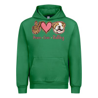 Emerald Peace Love Bulldog Urban Hoodie - Jasminsmagicworld