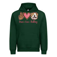 Forest Green Peace Love Bulldog Urban Hoodie - Jasminsmagicworld