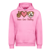 Fuchsia Pink Peace Love Bulldog Urban Hoodie - Jasminsmagicworld