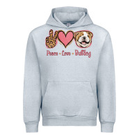 Heather Grey Peace Love Bulldog Urban Hoodie - Jasminsmagicworld