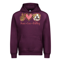 Mauve Wine Peace Love Bulldog Urban Hoodie - Jasminsmagicworld
