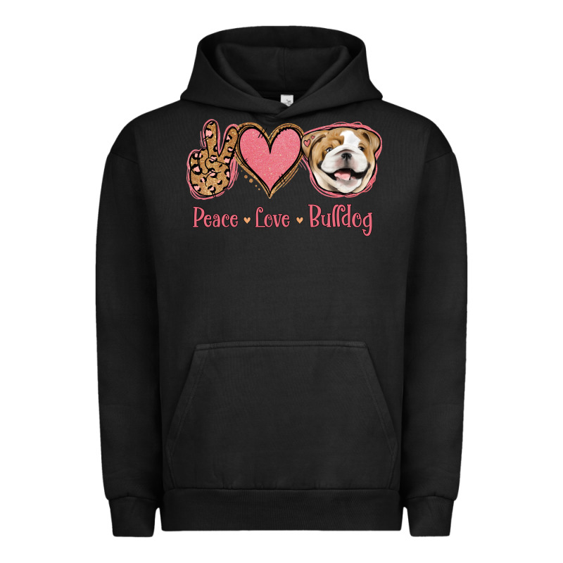 Peace Love Bulldog Urban Hoodie by Jasminsmagicworld | Teevron