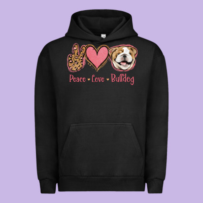 Peace Love Bulldog Urban Hoodie Designed By Jasminsmagicworld