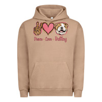 Pigment Burro Peace Love Bulldog Urban Hoodie - Jasminsmagicworld