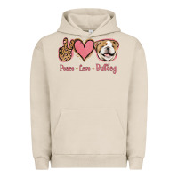 Pigment French Oak Peace Love Bulldog Urban Hoodie - Jasminsmagicworld