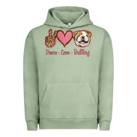 Pigment Oil Green Peace Love Bulldog Urban Hoodie - Jasminsmagicworld