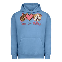 Pigment Pebble Blue Peace Love Bulldog Urban Hoodie - Jasminsmagicworld