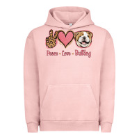 Pigment Salmon Peace Love Bulldog Urban Hoodie - Jasminsmagicworld