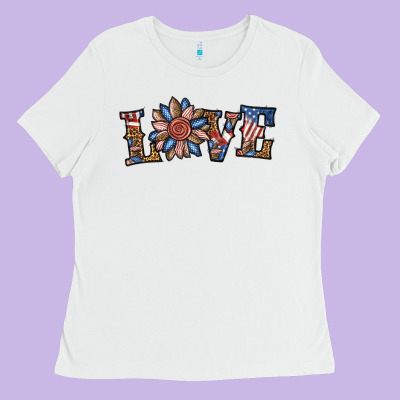Love American Sunflower Ladies Tee Designed By Bundleandbundleshop