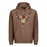 Chestnut bull skull with rose and flowers Premium Hoodie - Artiststas