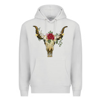 Dove Grey bull skull with rose and flowers Premium Hoodie - Artiststas