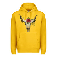 Lemon bull skull with rose and flowers Premium Hoodie - Artiststas