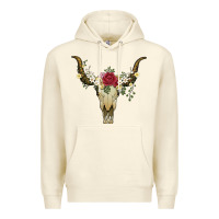 Sandshell bull skull with rose and flowers Premium Hoodie - Artiststas