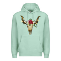 Seafoam bull skull with rose and flowers Premium Hoodie - Artiststas